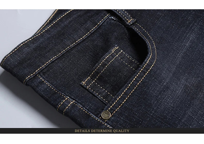Classic Slim Fit Black Biker Jeans for Men ATHLEXES
