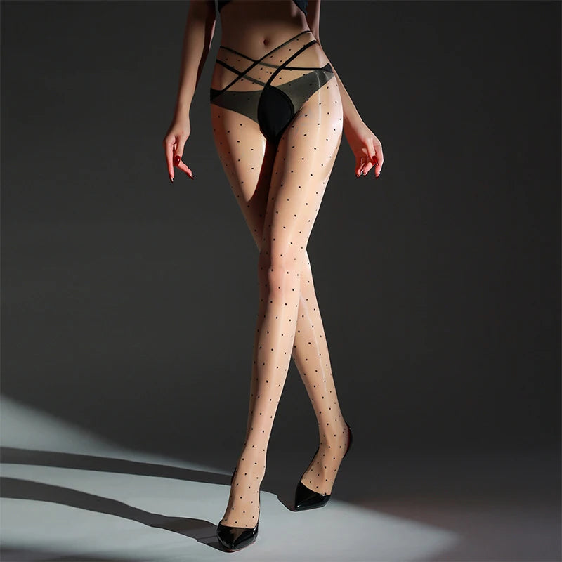 Kave Temptation Sheer Dot Open Crotch Tights ATHLEXES