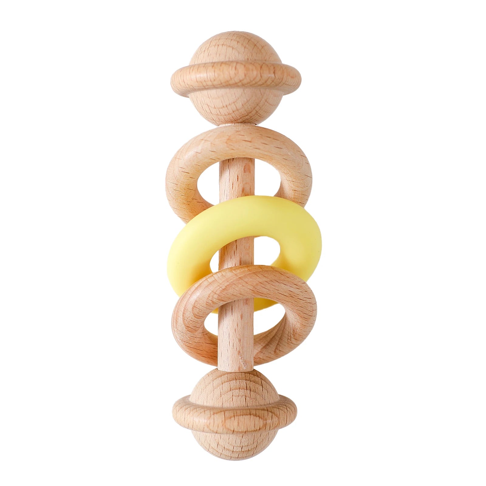 EcoBaby Wooden Rattles and Silicone Teether Set for Infants ATHLEXES