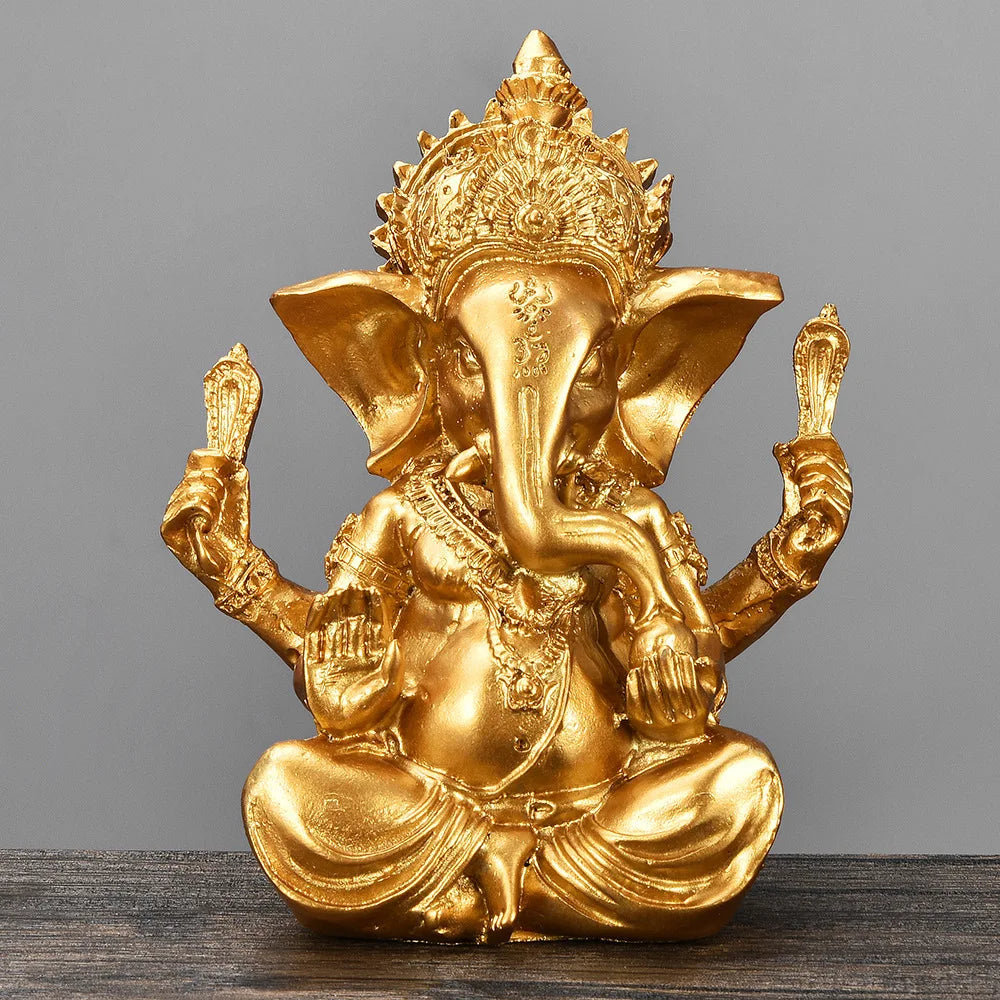 Divine Ganesha Golden Sandstone Figurine ATHLEXES