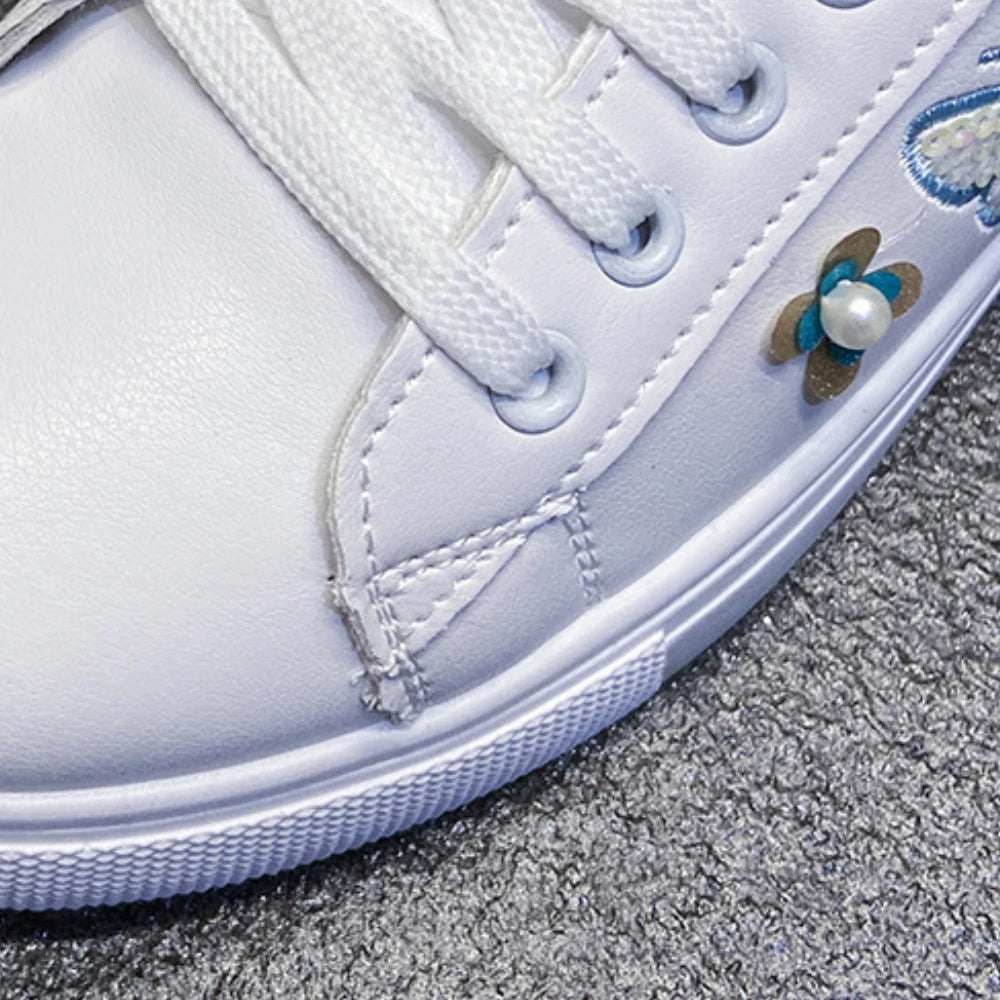 Embroidered Bow Platform Walking Flats for Women ATHLEXES
