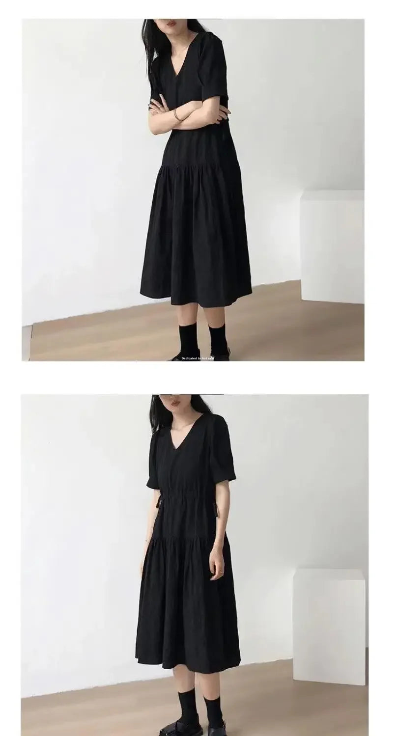 Chic V Neck Maternity Dress for Summer Comfort ATHLEXES