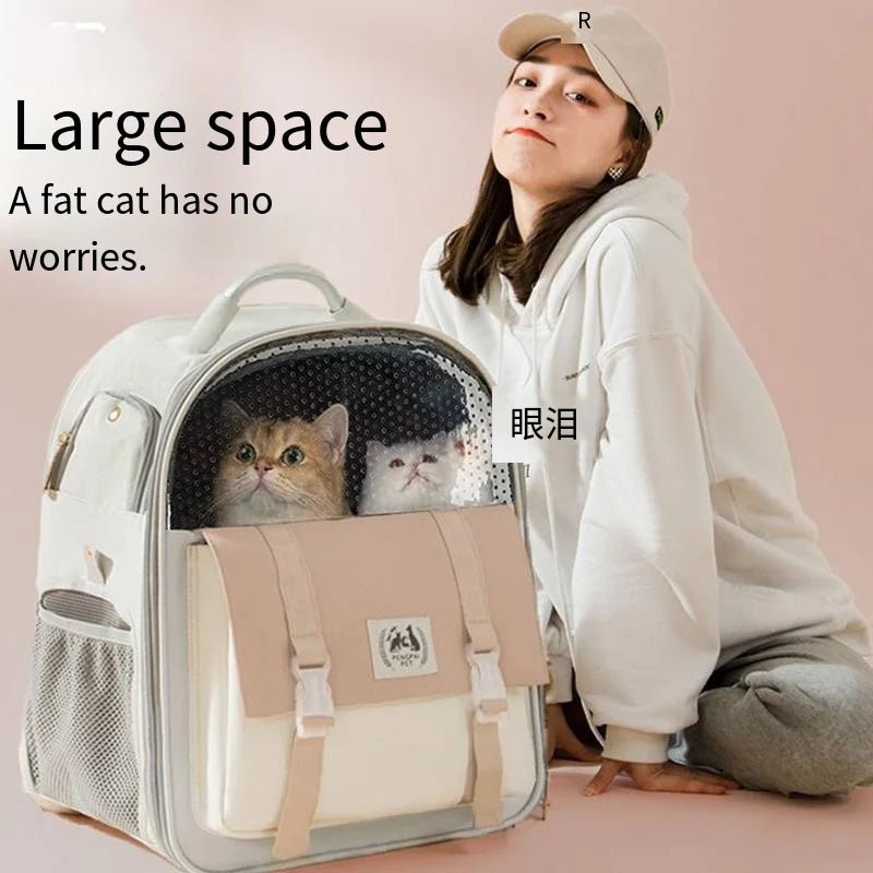 Pet Carrier Bag Cat Bag Pets Backpack Outgoing Carry Cats Double Shoulder Bag Travel Breathable Puppy Bags Carriers Supplies ATHLEXES