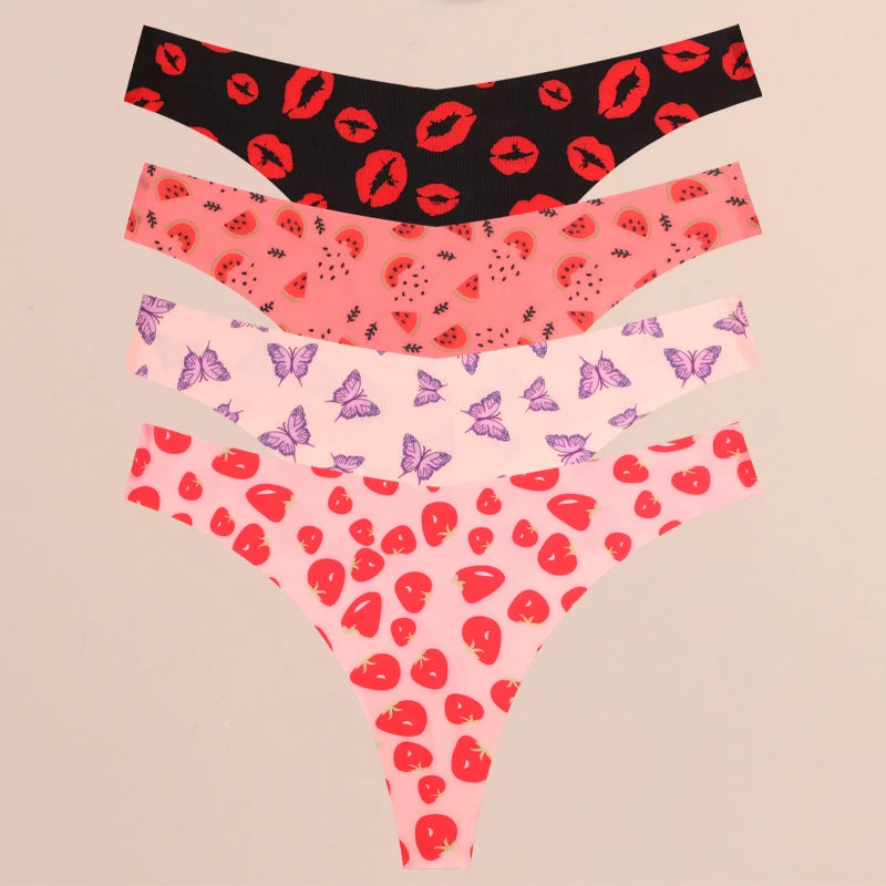 FINETOO 4Pcs Ultra Soft Leopard Print Thongs Comfort Lingerie ATHLEXES