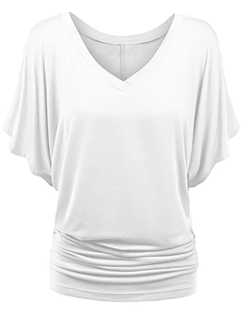 Chic Summer V-Neck Batwing Tee for Women S-5XL ATHLEXES