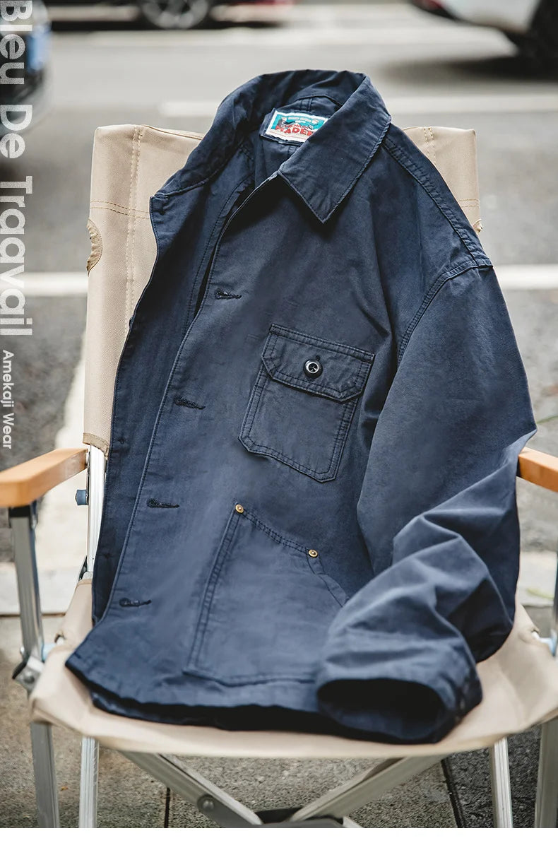 Maden Retro Multi-Pocket Navy Hunting Jacket for Men ATHLEXES