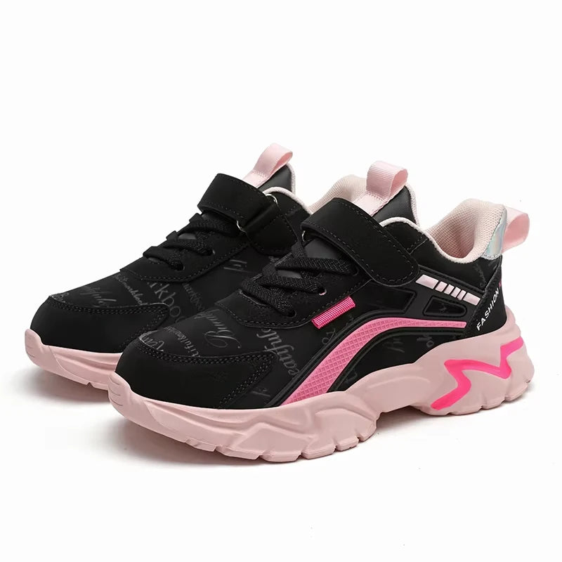 Chic Pink Girls Leather Sport Sneakers ATHLEXES