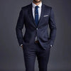 Navy Blue Notch Lapel Men's Suit Set for Business Casual Wear ATHLEXES