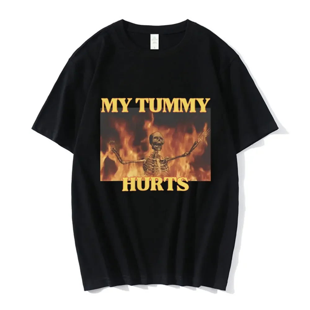 Skeleton Humor Tee: My Tummy Hurts Vintage Shirt ATHLEXES