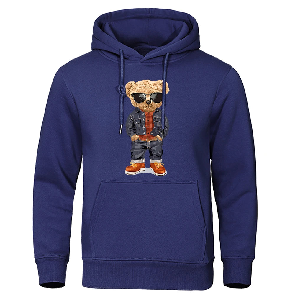 Cozy Teddy Bear Print Hoodie for Men ATHLEXES