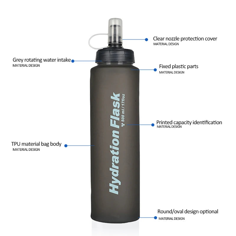 HydraFlex 500ML Folding Sports Water Bottle ATHLEXES