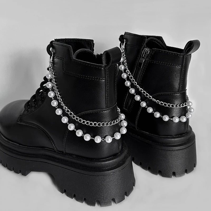Elegant Pearl Chain Accessories for Martin Boots and Shoes ATHLEXES