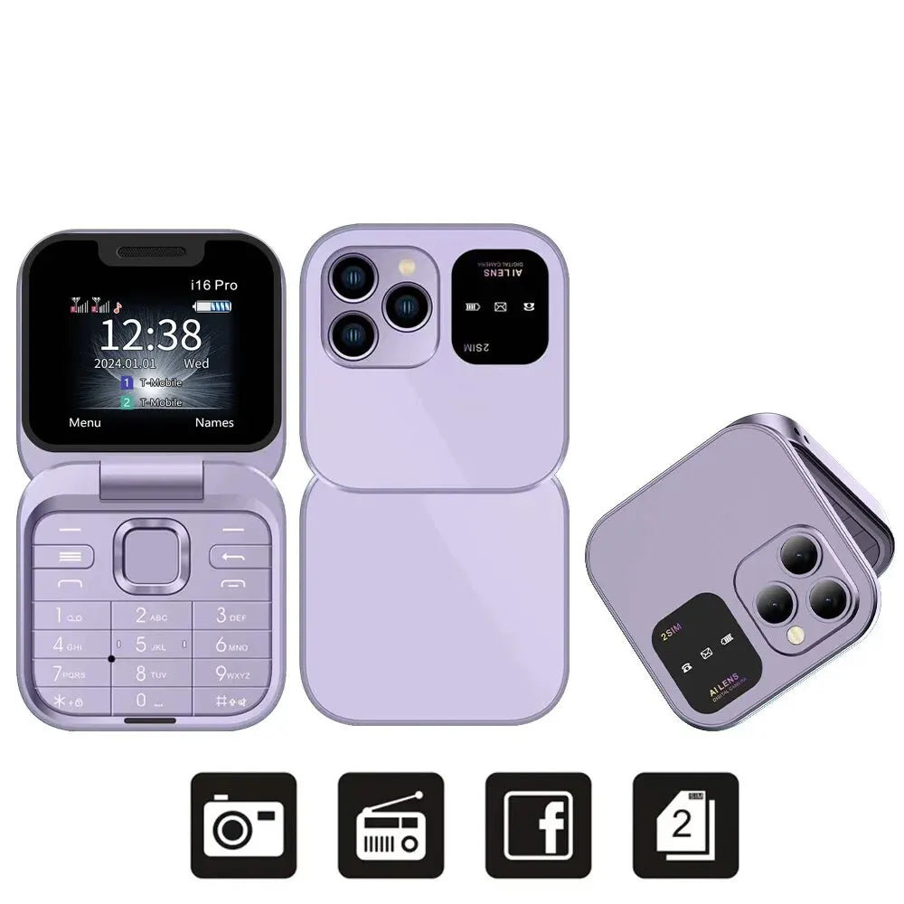 SERVO I16 Pro Mini Flip Phone with Dual SIM & FM Radio ATHLEXES