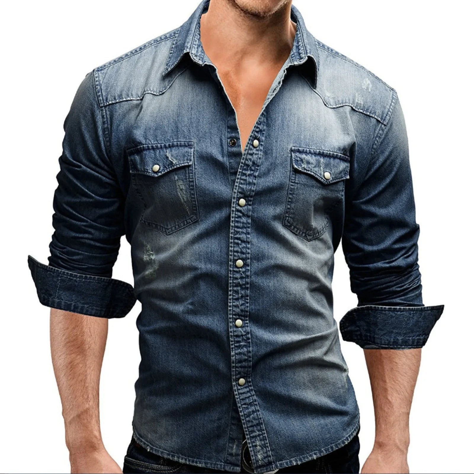 AutumnBlend Casual Denim Lapel Shirt ATHLEXES