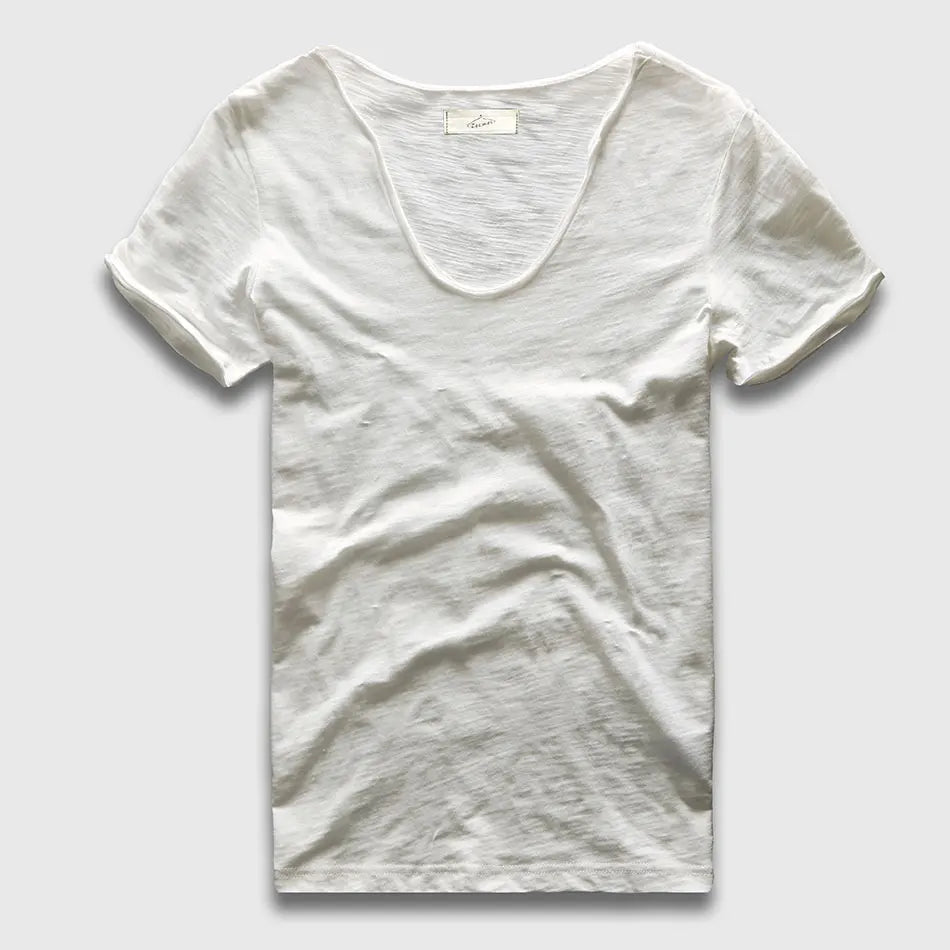VogueFit Solid Cotton V-Neck Slim Fit T-Shirt for Men ATHLEXES