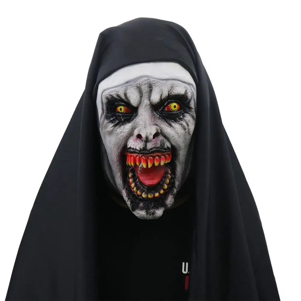 Scary Nun Latex Mask & Headgear Set for Halloween ATHLEXES