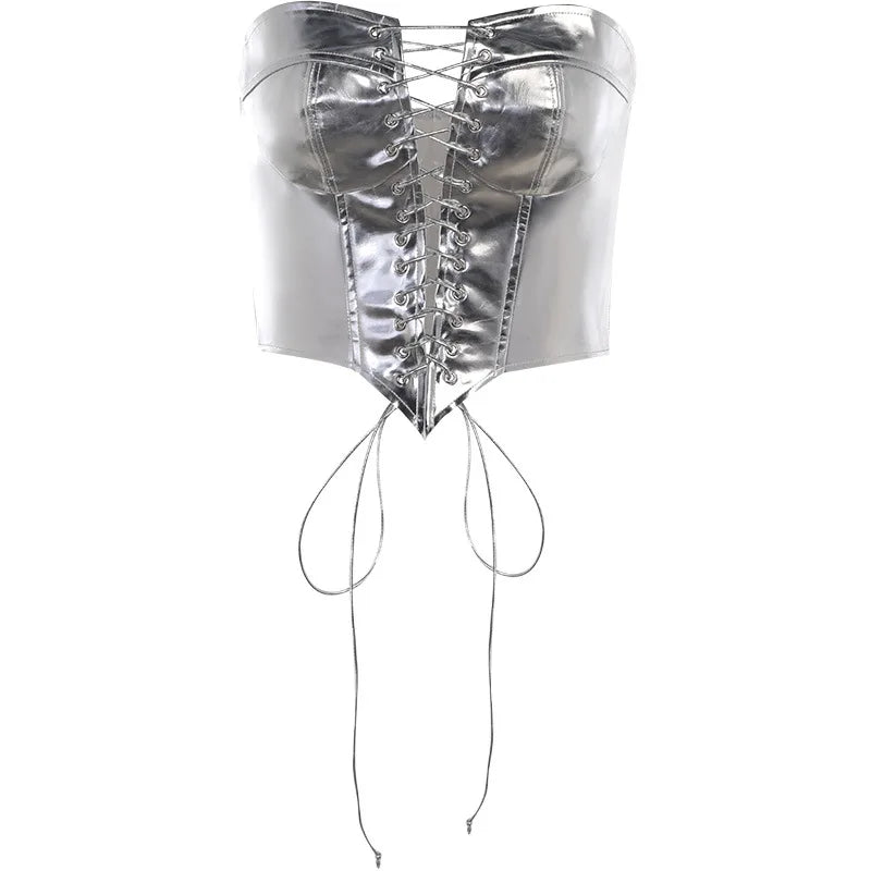 Goddess Glam Metallic Corset Top ATHLEXES