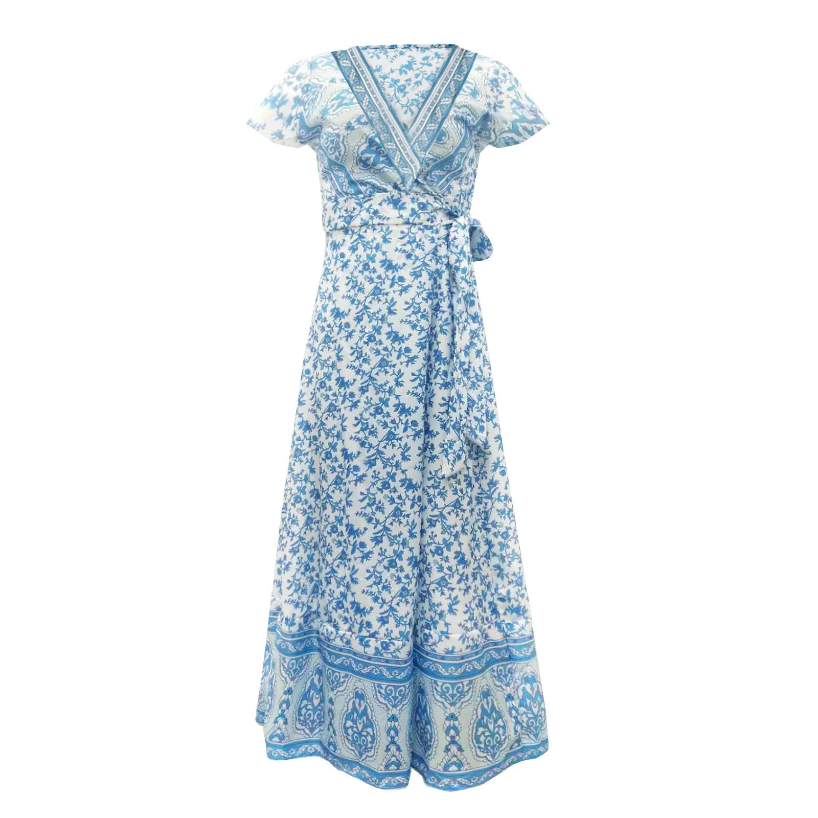 Chic V Neck Summer Slit Maxi Dress for Women ATHLEXES
