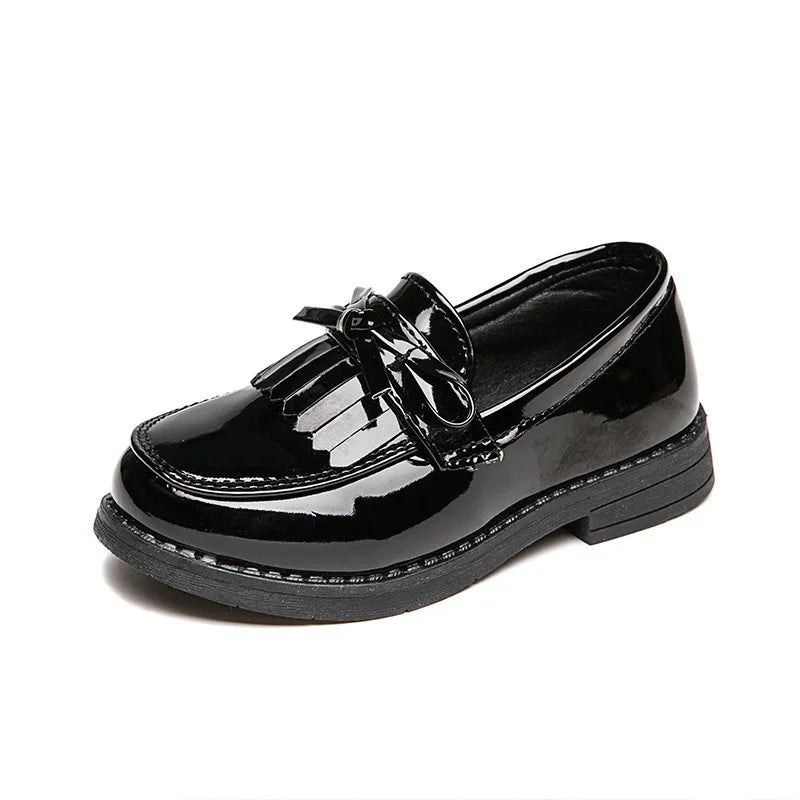 Elegant Bow-Knot Leather Flats for Girls' Events ATHLEXES