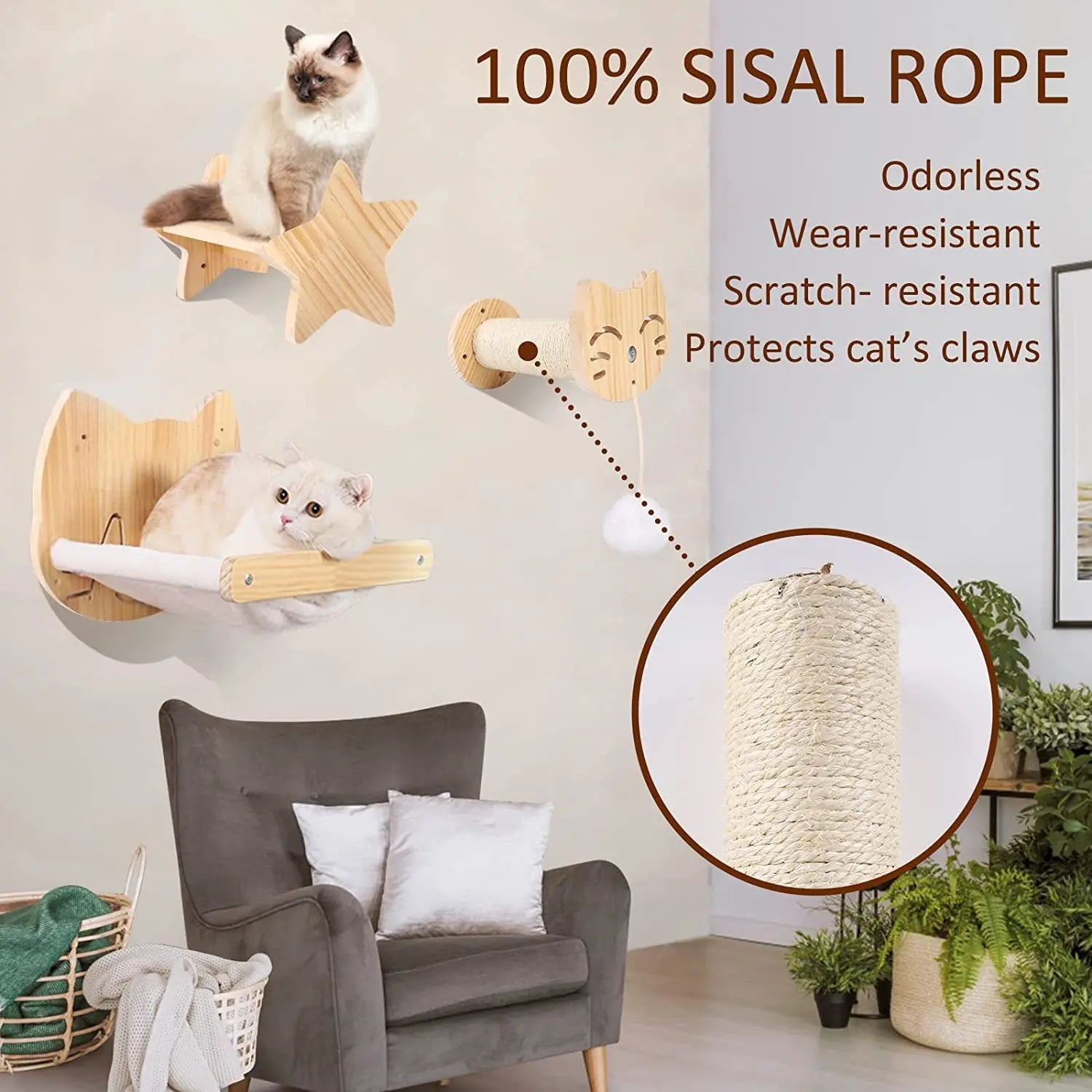 Wall-Mounted Cat Hammock & Climbing Post ATHLEXES