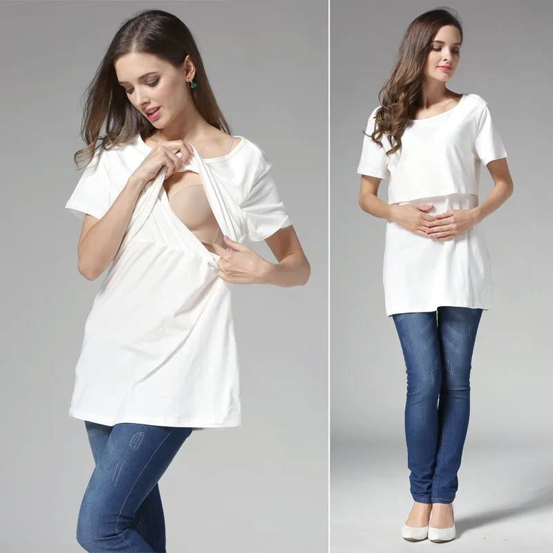 NurtureNest Stylish Nursing T-Shirt for Moms ATHLEXES