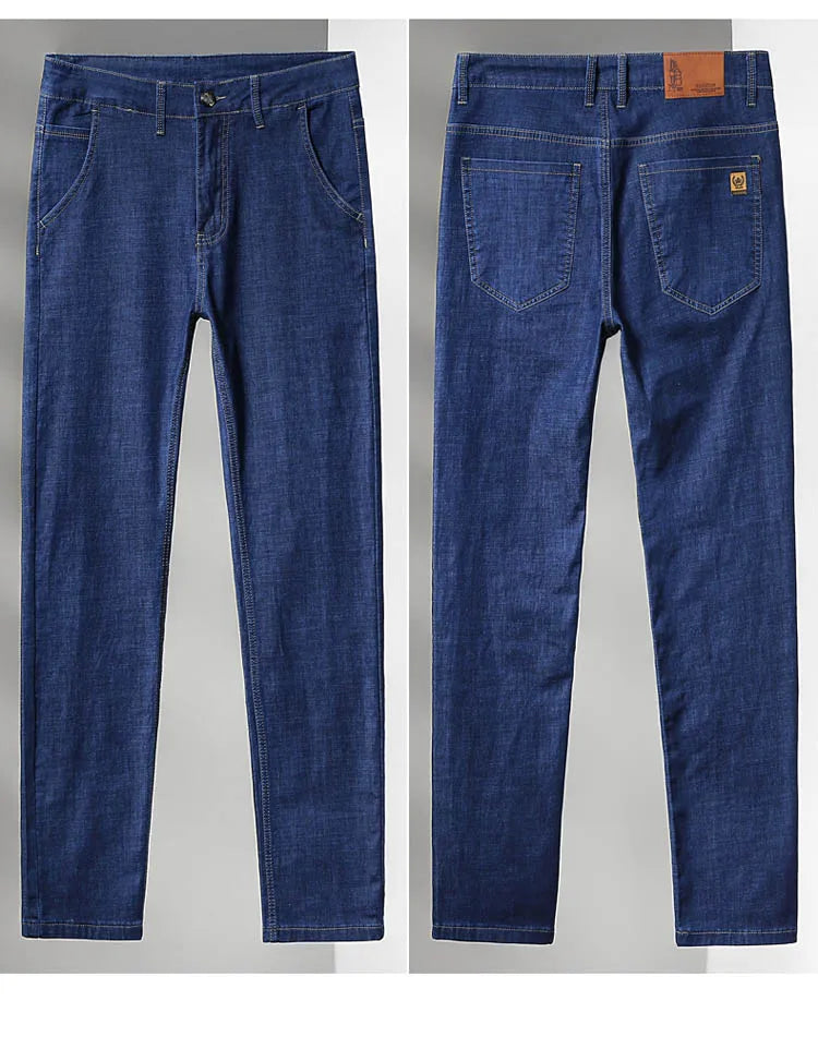 Light Blue Casual Denim Straight Fit Trousers ATHLEXES
