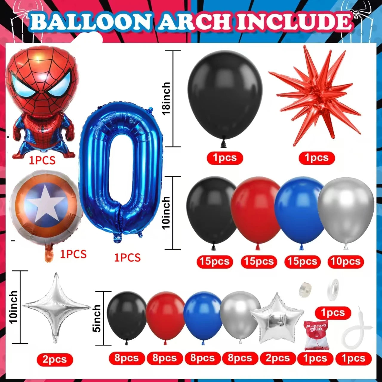 Spiderman Superhero Balloon Garland Kit ATHLEXES