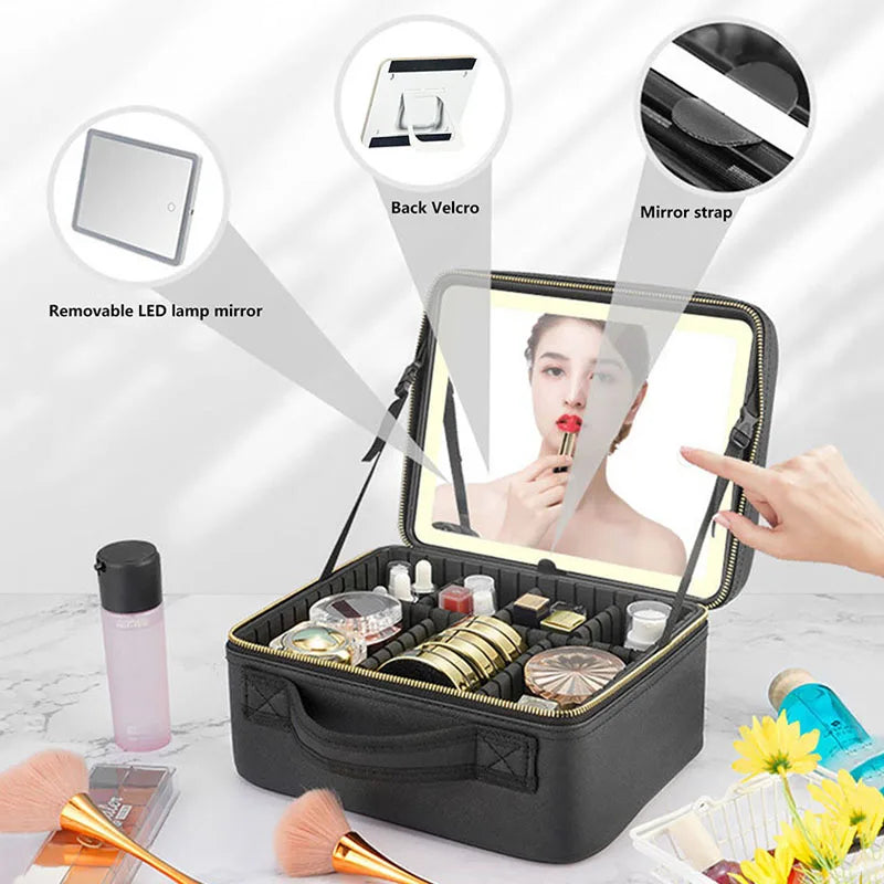 LuxeGlow LED Makeup Organizer with Mirror ATHLEXES
