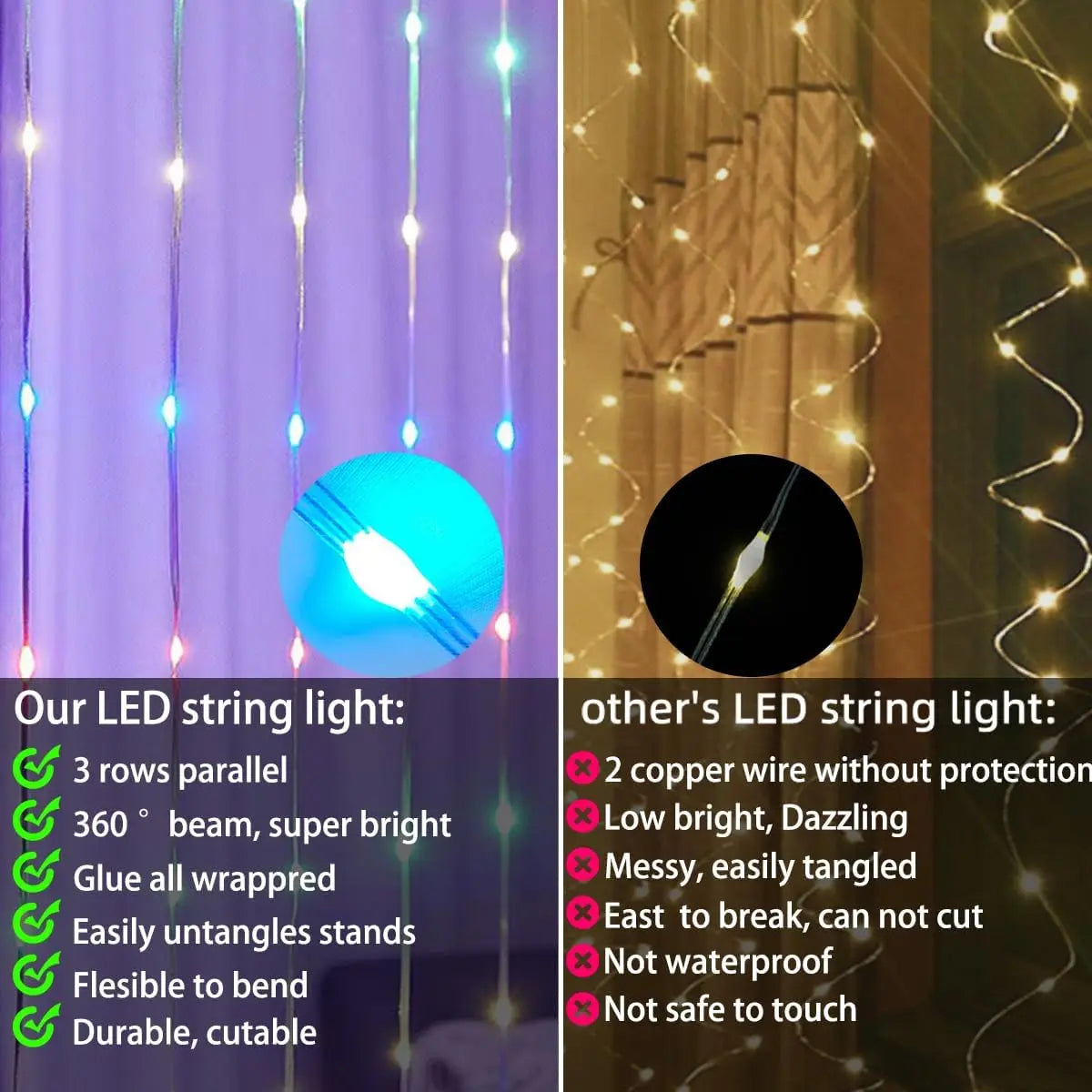 RGB Smart LED Curtain Lights for Holiday Elegance ATHLEXES