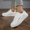 Chic Heighten Faux Leather Lace-Up Skate Sneakers ATHLEXES