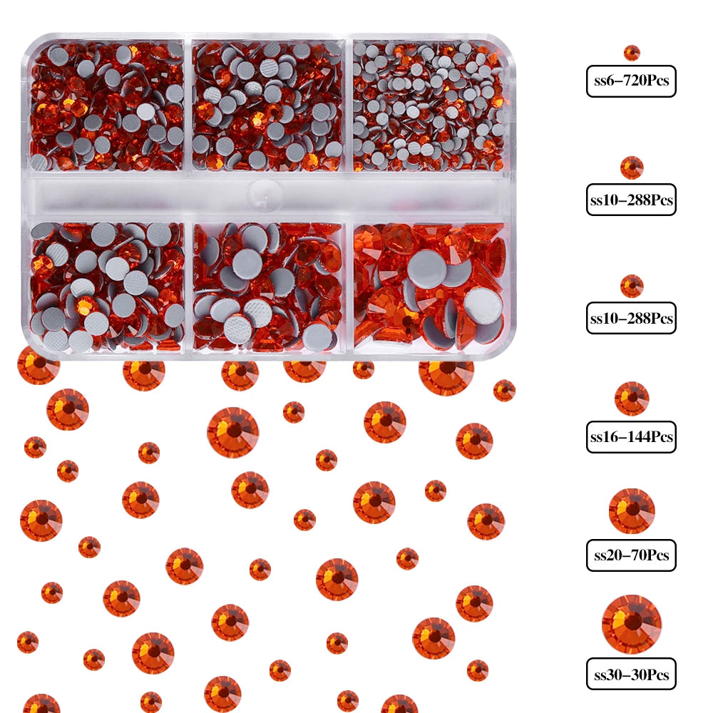 GlamCrystal 1540Pcs Hotfix Glass Rhinestones Set SS6-SS30 ATHLEXES