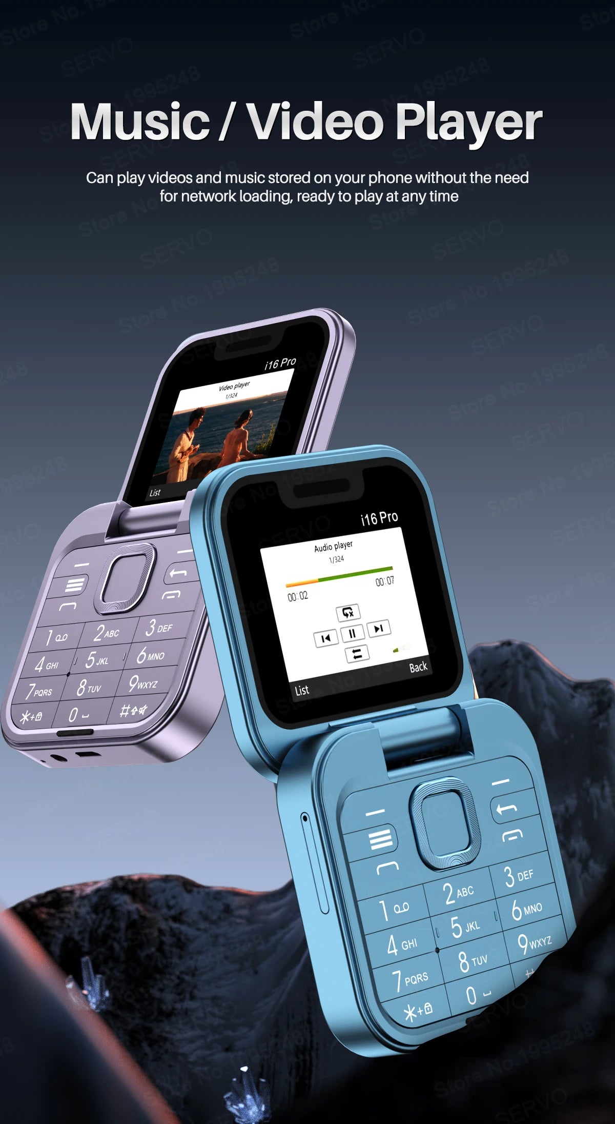 SERVO I16 Pro Mini Flip Phone with Dual SIM & FM Radio ATHLEXES