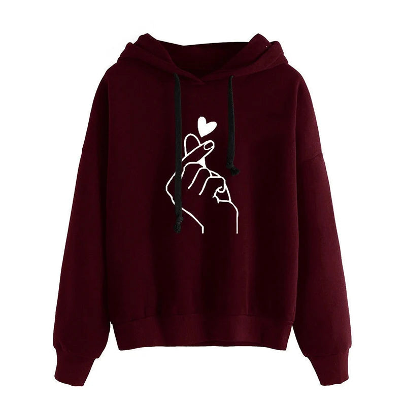 Chic Autumn Fleece Hoodie with Heart Detail ATHLEXES