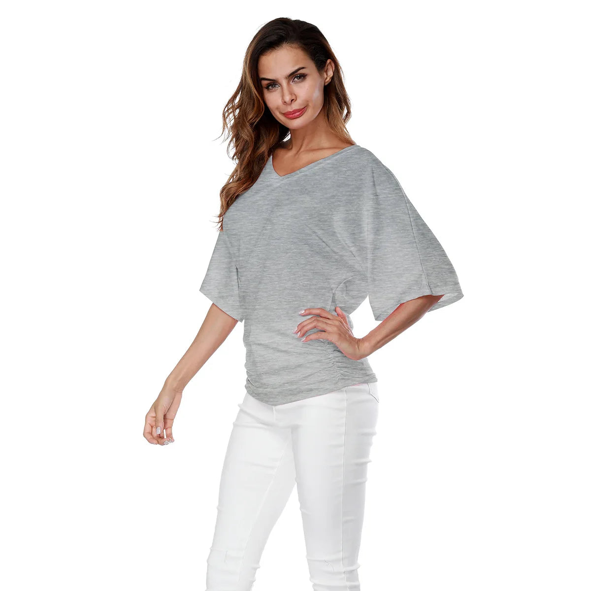 Chic Summer V-Neck Batwing Tee for Women S-5XL ATHLEXES