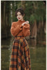 French Lady Vintage Plaid Sweater & High Waist Skirt Set ATHLEXES