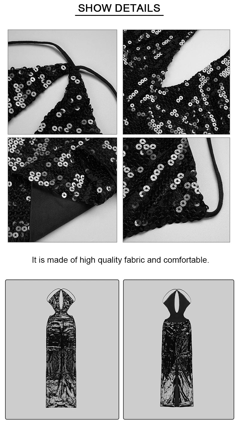 Velvet Glam Sequin Backless Party Dress ATHLEXES