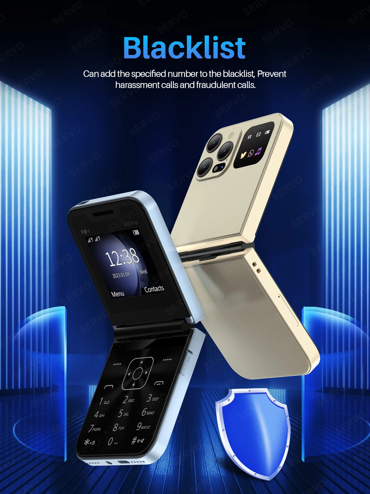 SERVO A50 PRO Dual SIM Flip Phone with Magic Features ATHLEXES