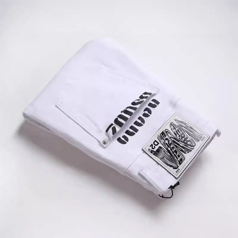 2025 Pure White Men's Slim Fit Stretch Jeans ATHLEXES