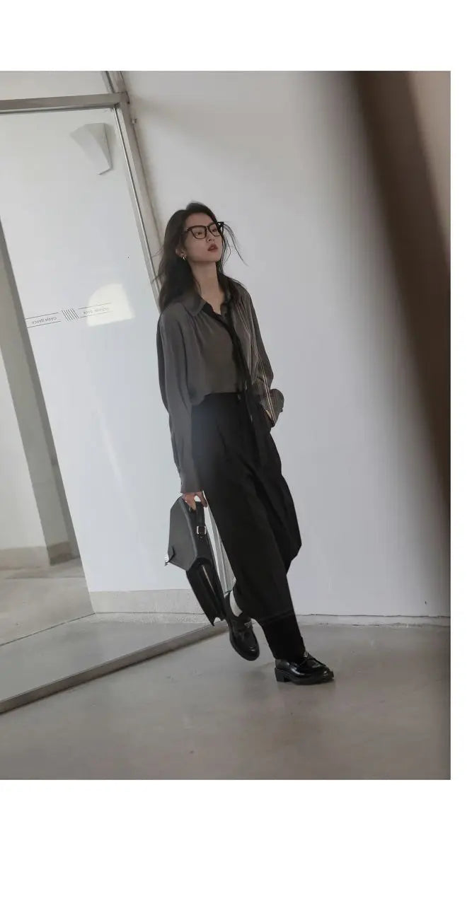 Korean Minimalist Oversized Button-Up Shirt for Women ATHLEXES