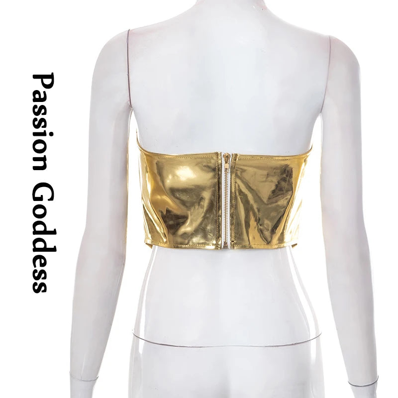 Goddess Glam Metallic Corset Top ATHLEXES