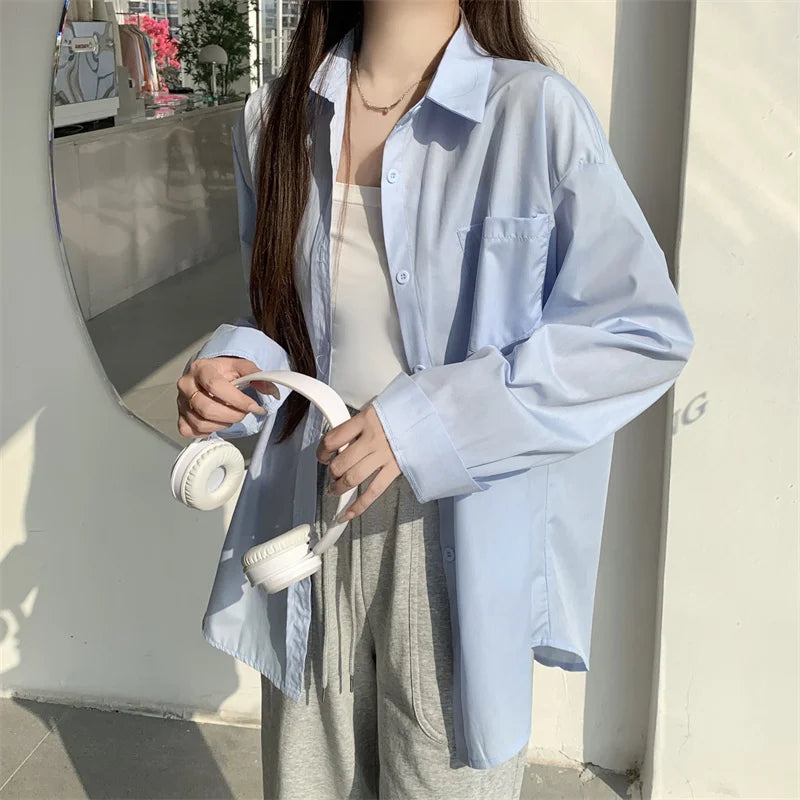 Beiyingni 2024 Spring Autumn Women's Oversized Blouse with Pockets ATHLEXES