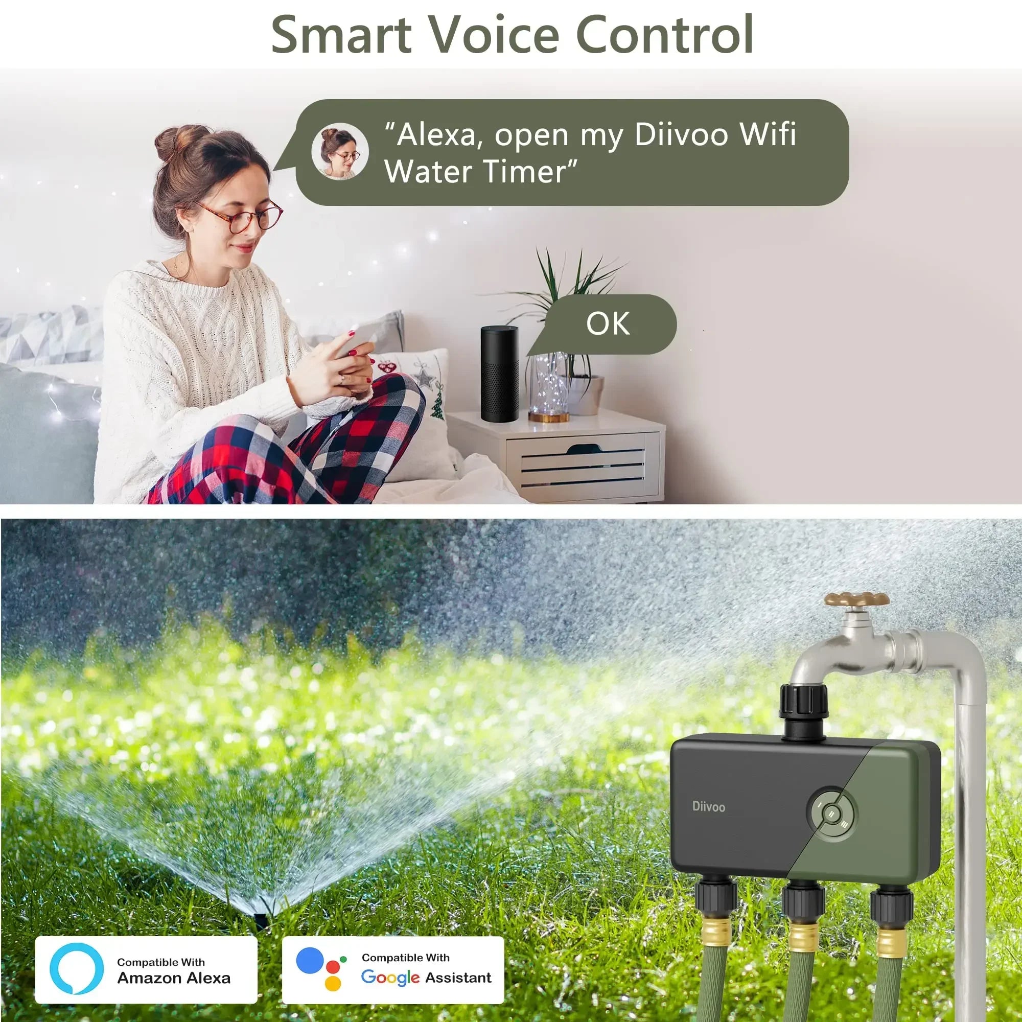 Diivoo Smart WiFi Garden Irrigation Timer with Alexa ATHLEXES