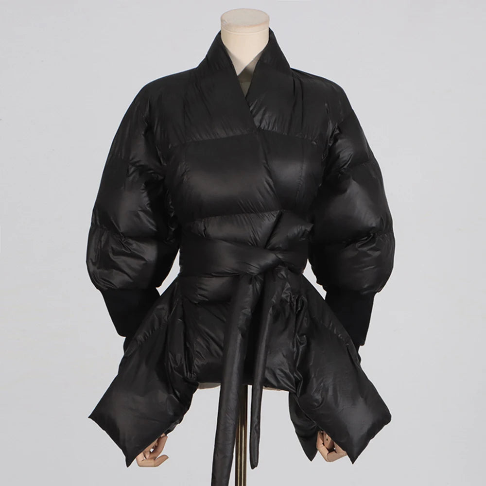 Chic Lace Up Cotton Tunic Coat for Women ATHLEXES