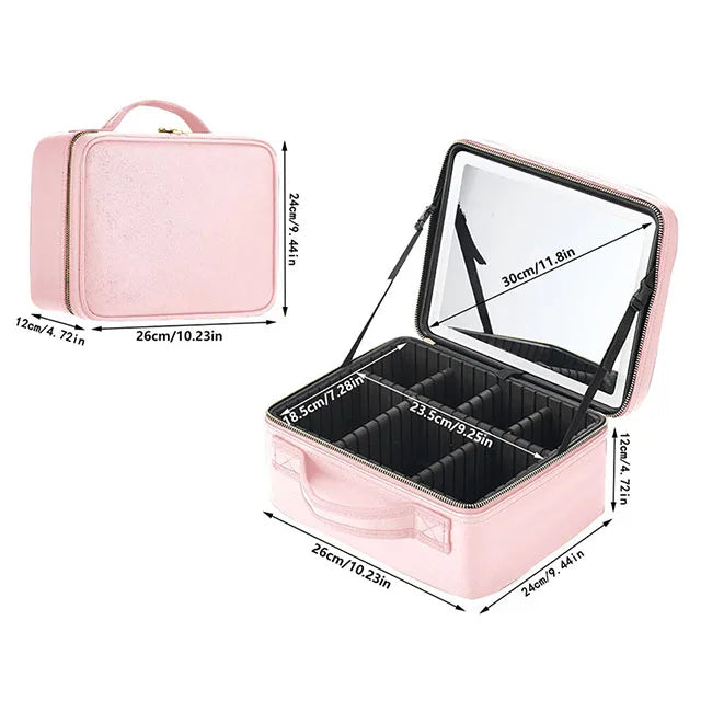 LuxeGlow LED Makeup Organizer with Mirror ATHLEXES