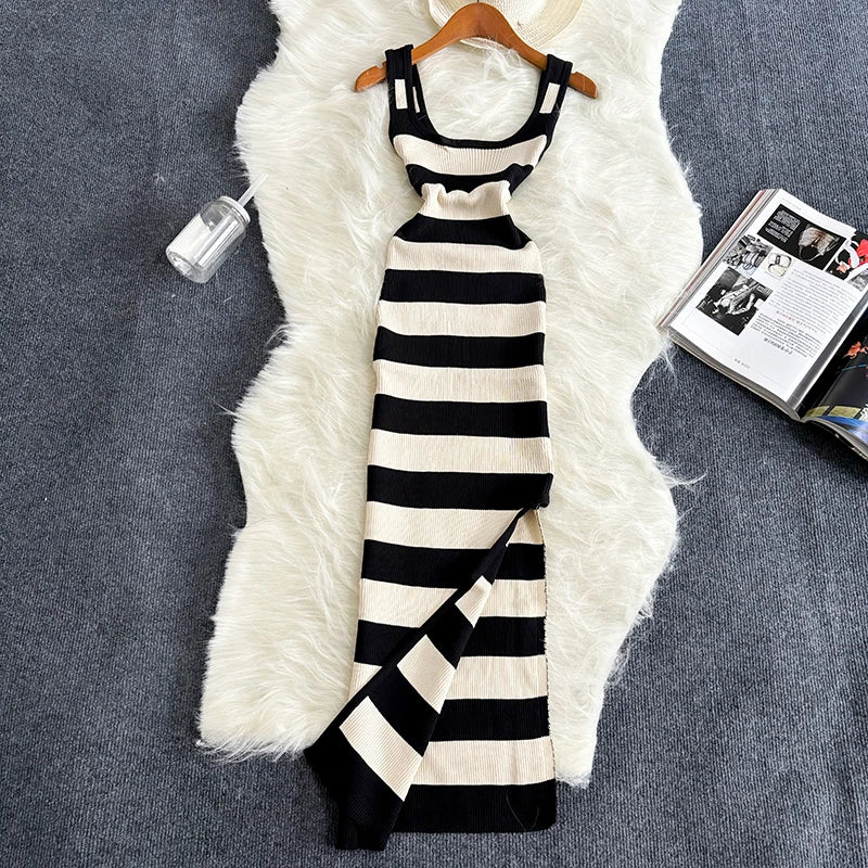 ChicStripe Summer Bodycon Maxi Dress ATHLEXES