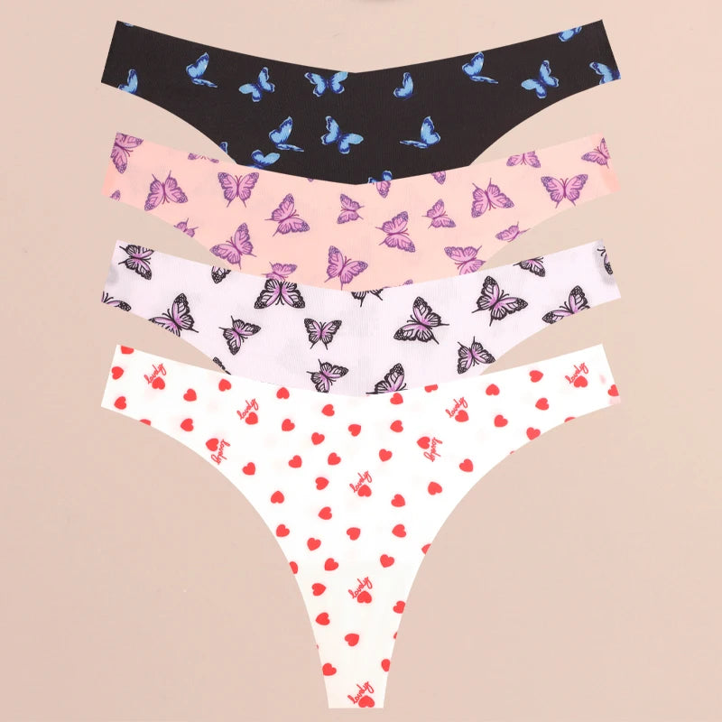 FINETOO 4Pcs Ultra Soft Leopard Print Thongs Comfort Lingerie ATHLEXES