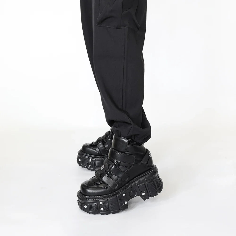 Gothic Punk Ankle Boots with 9CM Platform Lace-Up ATHLEXES