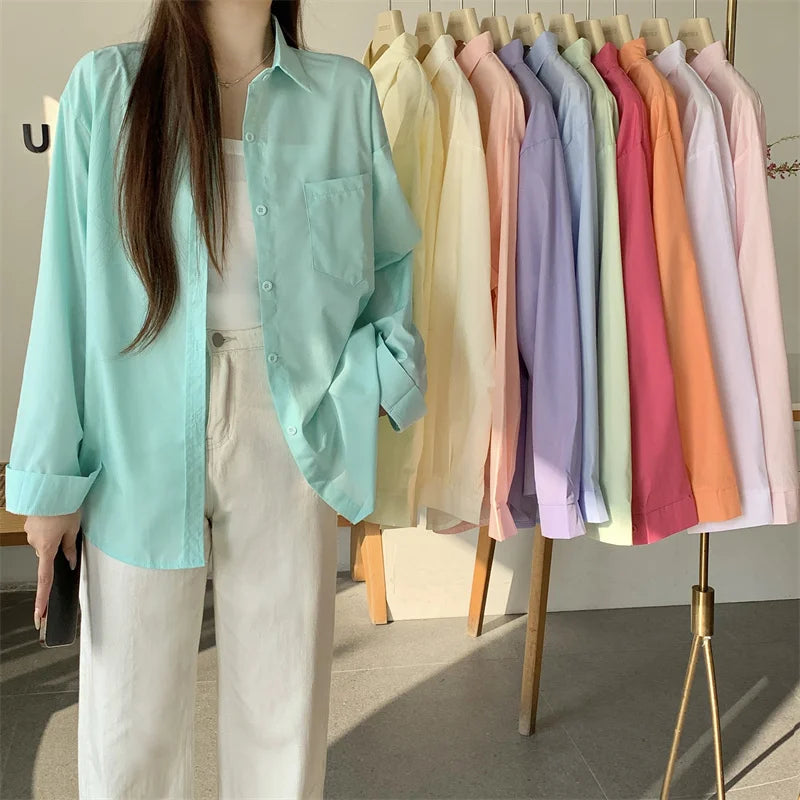 Beiyingni 2024 Spring Autumn Women's Oversized Blouse with Pockets ATHLEXES