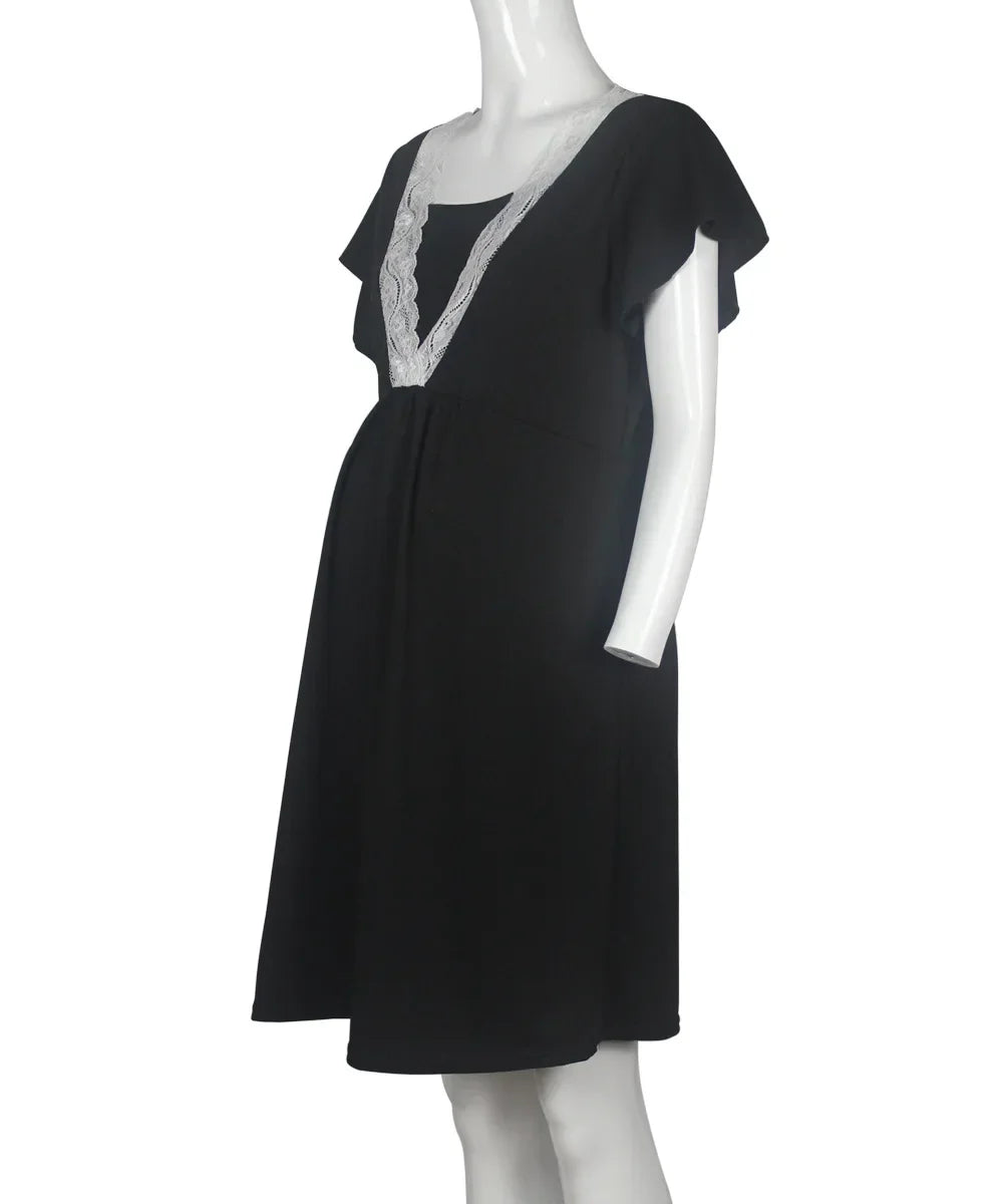 Chic Lace Maternity Nursing Pajamas Set ATHLEXES