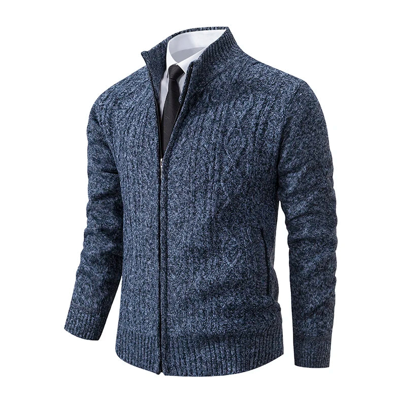 Velvet Warmth High Collar Cardigan for Men - Winter Knitwear ATHLEXES